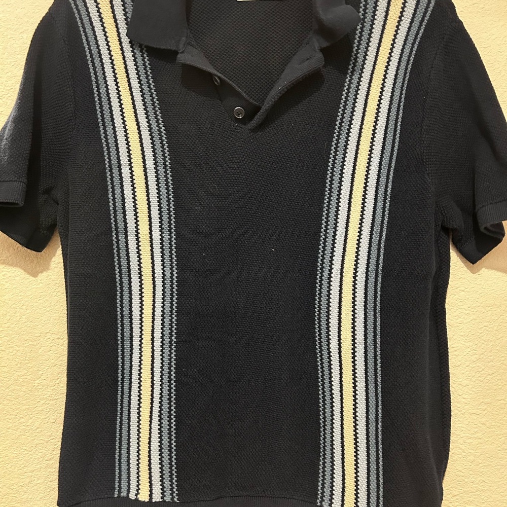 Old Navy Dark Navy Textured Knit Polo